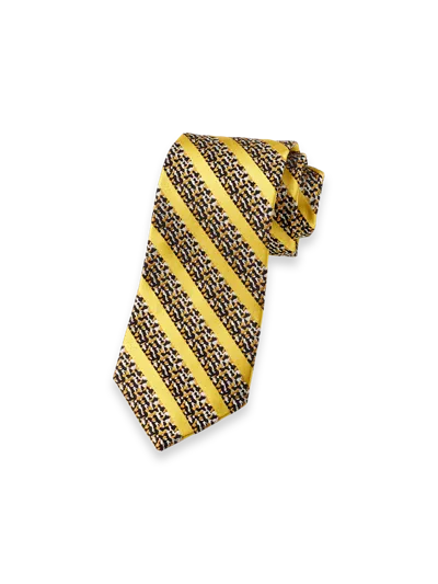 Paul Fredrick Stripe Lurex Woven Silk Tie In Multi