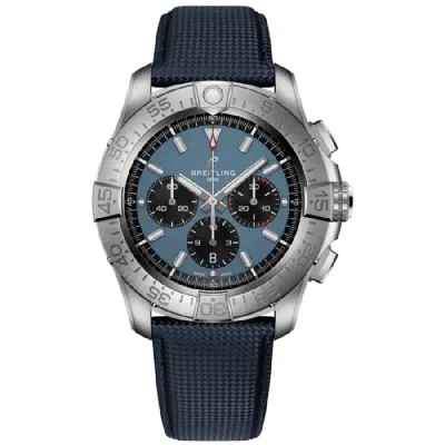 Breitling Super Avenger 46 Automatic Chronograph Blue Dial Leather Strap Men's Watch Eb0148101c1x1 In Blue
