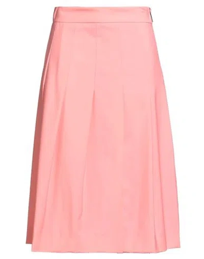 Msgm Woman Midi Skirt Salmon Pink Size 4 Virgin Wool In Pattern