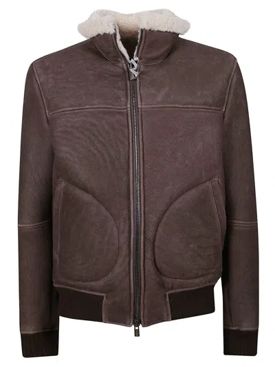 Contrastway Rich Brown Leather Jacket In Brown