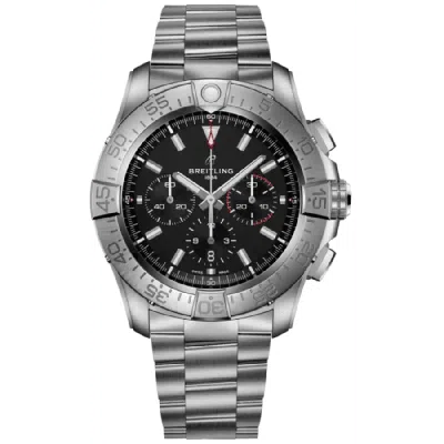 Breitling Super Avenger 46 Chronograph Black Dial Titanium Men's Watch Eb0148101b1e1 In Silver