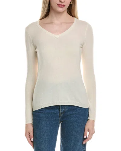 Sofiacashmere Modern V-neck Wool & Cashmere-blend Sweater In White