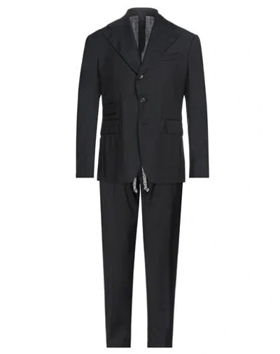Gabriele Pasini Man Suit Charcoal Size 44 Wool In Black