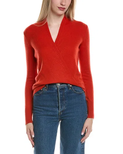 Sofiacashmere Modern Faux Wrap Wool & Cashmere-blend Sweater In Orange