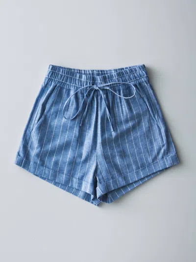 Trend:notes Women's Striped Linen Short In Blue In Blue