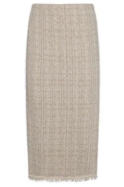 Twinset Jacquard Midi Skirt In Neutral