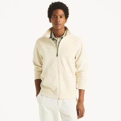 Nautica Mens Full-zip Mock-neck Sweatshirt In White