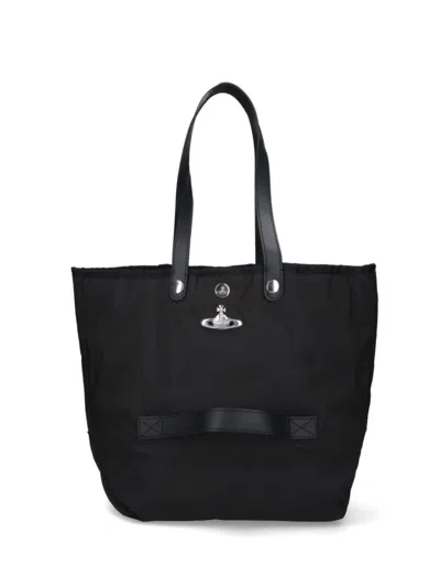 Vivienne Westwood Rectangular Tote Bag Top Handles In Black