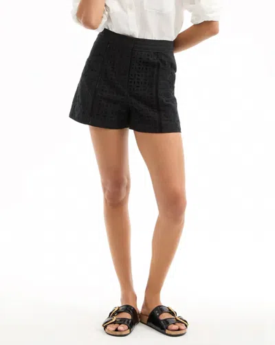 Veronica Beard Fabian Broderie Anglaise Cotton Shorts In Black