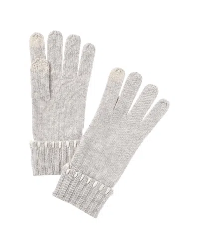 Bruno Magli Whipstitch Cuffed Cashmere Gloves In Gray