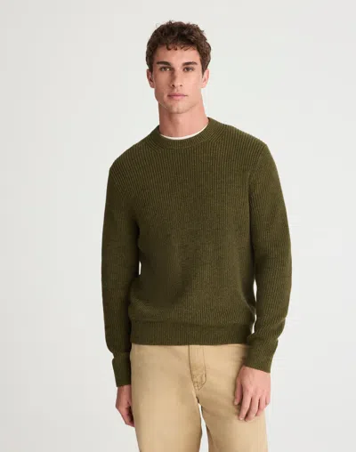 Madewell Marled Cotton Shaker Stitch Crewneck Sweater In Green