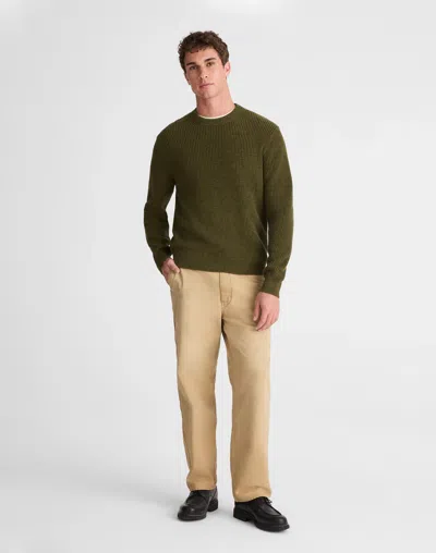Madewell Marled Cotton Shaker Stitch Crewneck Sweater In Green