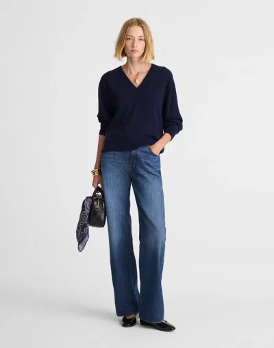 Madewell V-neck Sweater In Blue
