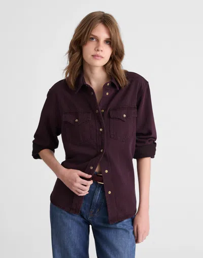 Madewell Airy Denim Oversized Shirt In Burgundy