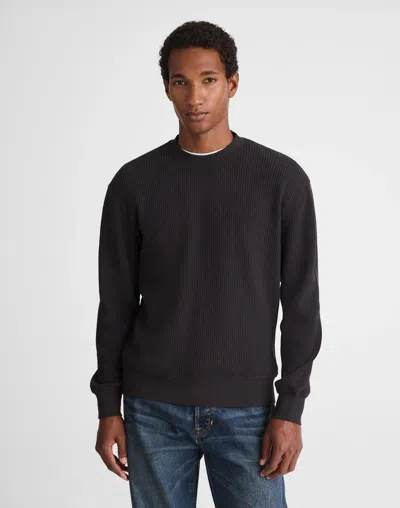 Madewell Waffle-knit Sweatshirt In Black