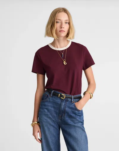 Madewell The Perfect Crewneck Tee In Burgundy