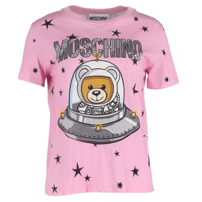 Moschino Ufo Teddy Printed T-shirt In Pink Cotton In Pink