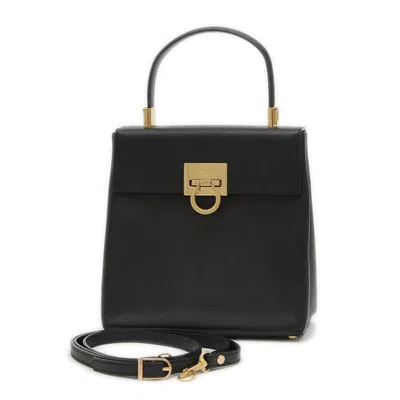 Pre-owned Ferragamo Leather Handbag Shoulder Bag () In Black