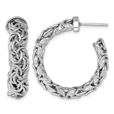Diamond2deal Sterling Silver Polished 7.5mm Byzantine Post C-hoop Earrings In Silver