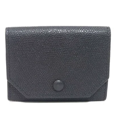 Pre-owned Valextra Leather Coin Purse/coin Case () In Black