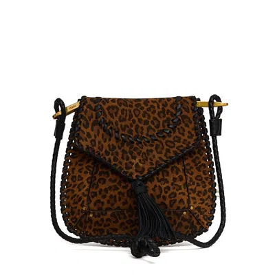 Isabel Marant Anahi Leopard Leather Shoulder Bag In Black