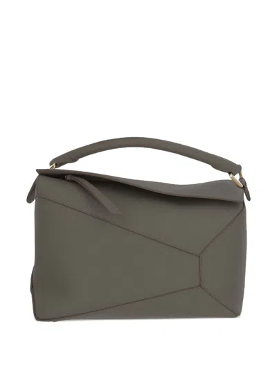 Loewe Puzzle Edge Medium Leather Handbag In Gray