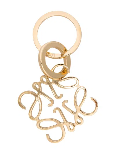 Loewe Anagram Logo-engraved Brass Keyring In Gold