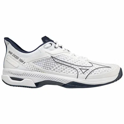 Mizuno Men's Wave Exceed Tour 5 Ac Tennis Shoes In White/navy In Multi