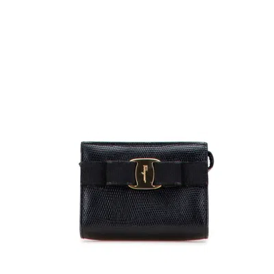 Pre-owned Ferragamo Leather Pouch () In Black