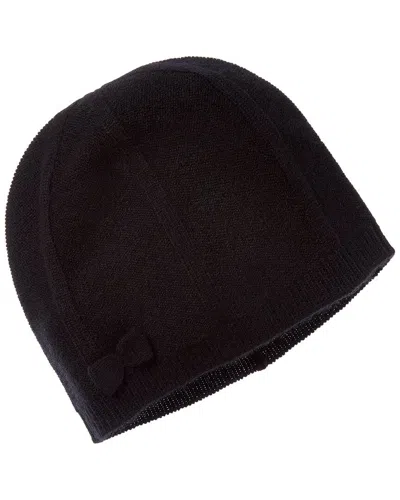 Amicale Cashmere Bow Cashmere Beanie In Black