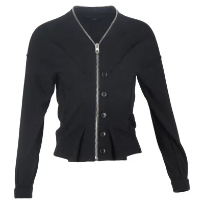 Alexander Wang Zipped Cardigan In Black Wool In Black