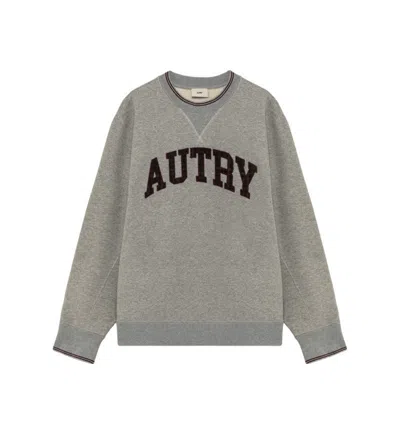 Autry Cotton Sweatshirt With Crew Neck And Long Sleeves In Gray
