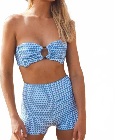 Montce Micro Bike Short In Wave Repeat In Blue