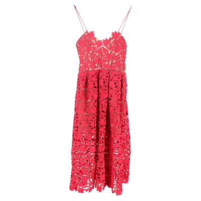 Self-portrait Azalea Midi Dress In Red Polyester In Red