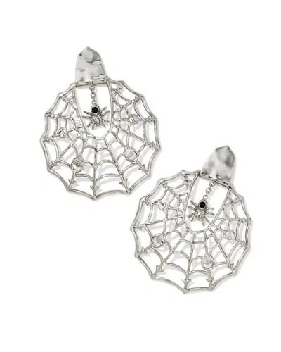 Kendra Scott Women's Spiderweb Statement Earrings In Black Crystal In Silver