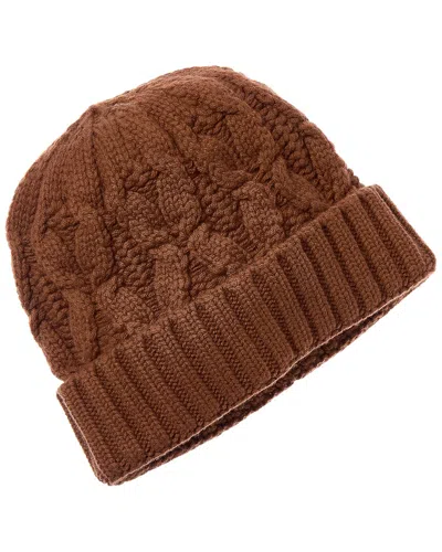 Amicale Cashmere Chunky Cable Cuffed Wool & Cashmere-blend Hat In Brown