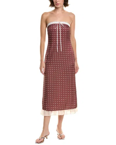 Rouge &  Printed Midi Dress In Burgundy