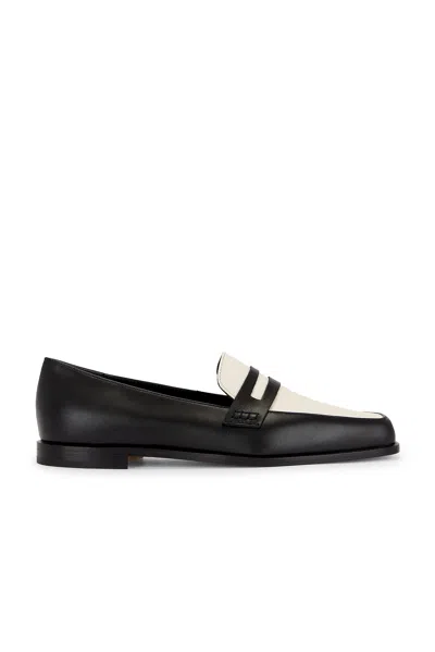Manolo Blahnik Polonoff Two-tone Leather Loafers In Black