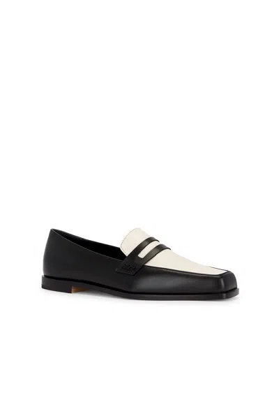 Manolo Blahnik Polonoff Two-tone Leather Loafers In Black