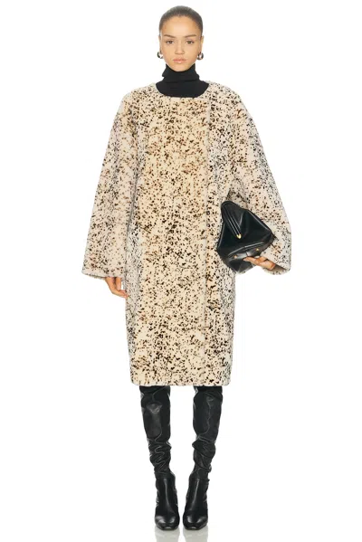 Totême Womens Black White Stracciatella Shearling Coat In Neutral