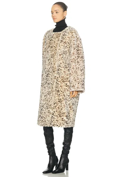 Totême Womens Black White Stracciatella Shearling Coat In Neutral