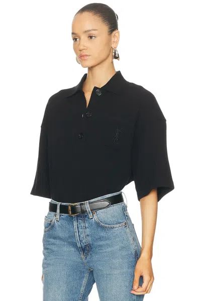 Saint Laurent Short Sleeve Top In Black