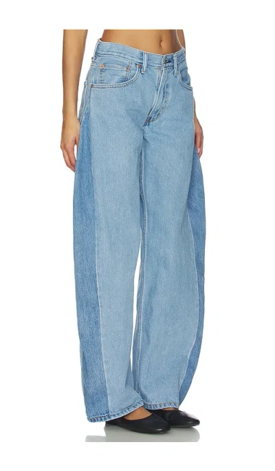 Aligrace Two Tone Barrel Jeans In Blue