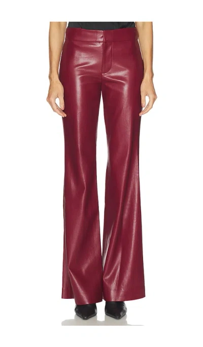 Alice And Olivia Andrew Vegan Leather Midrise Bootcut Slim Pant In Burgundy