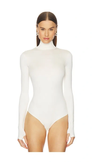 Commando Stretch-jersey Turtleneck Thong Bodysuit In Neutral