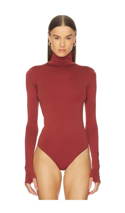 Commando Prima Ballet Turtleneck Bodysuit In Red