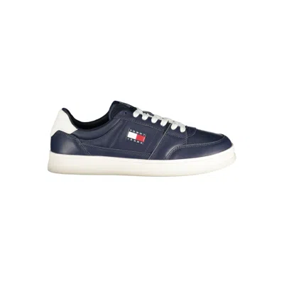 Tommy Hilfiger Blue Leather Men Sneaker In Black