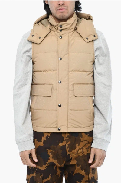 Woolrich Sleeveless Aleutian Down Jacket With Removable Hood In Multi
