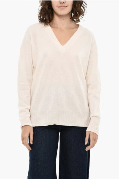 Woolrich Wool And Cashmere V-neck Sweater In Neutral