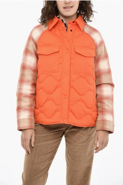 Woolrich Quilted Alba Padded Jacket With Fleeced Details In Orange